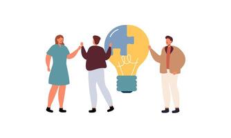 Work under brilliant idea, brainstorming, finding solution concept vector