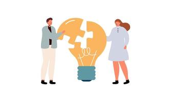 Work under brilliant idea, brainstorming, finding solution concept vector