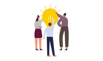 Work under brilliant idea, brainstorming, finding solution concept vector