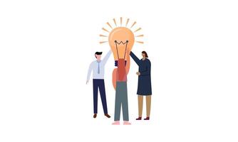 Work under brilliant idea, brainstorming, finding solution concept vector