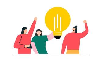 Work under brilliant idea, brainstorming, finding solution concept vector