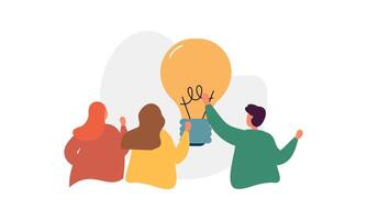 Work under brilliant idea, brainstorming, finding solution concept vector