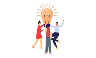Work under brilliant idea, brainstorming, finding solution concept vector