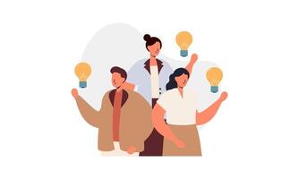 Work under brilliant idea, brainstorming, finding solution concept vector
