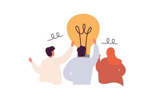 Work under brilliant idea, brainstorming, finding solution concept vector
