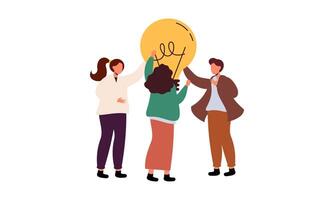 Work under brilliant idea, brainstorming, finding solution concept vector