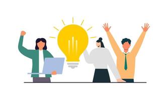 Work under brilliant idea, brainstorming, finding solution concept vector
