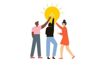 Work under brilliant idea, brainstorming, finding solution concept vector