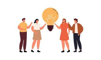 Work under brilliant idea, brainstorming, finding solution concept vector