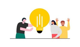 Work under brilliant idea, brainstorming, finding solution concept vector