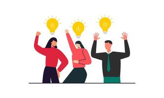 Work under brilliant idea, brainstorming, finding solution concept vector
