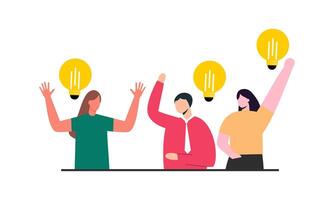Work under brilliant idea, brainstorming, finding solution concept vector