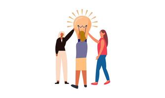 Work under brilliant idea, brainstorming, finding solution concept vector