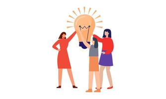 Work under brilliant idea, brainstorming, finding solution concept vector