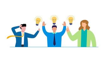 Work under brilliant idea, brainstorming, finding solution concept vector