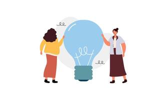 Work under brilliant idea, brainstorming, finding solution concept vector