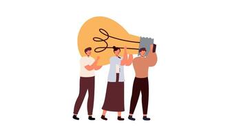 Work under brilliant idea, brainstorming, finding solution concept vector