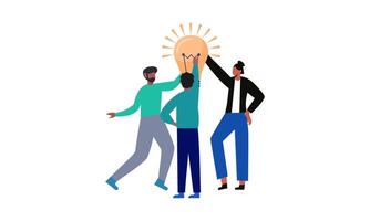 Work under brilliant idea, brainstorming, finding solution concept vector