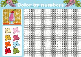 Color by number or pixel coloring page with summer sweet cocktail vector