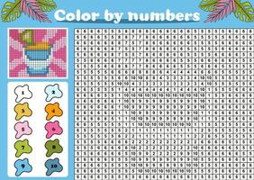 Color by number or pixel coloring page with beach toy sand bucket vector