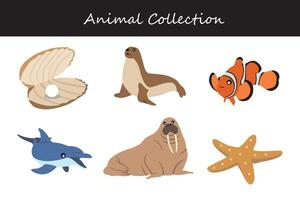 Animals collection. Flat style illustration. vector