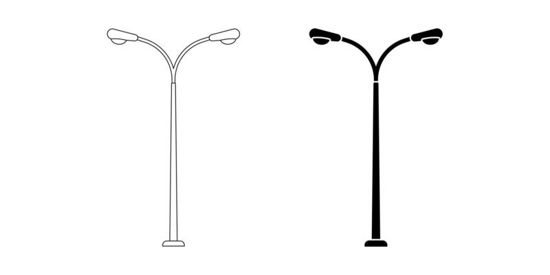 outline silhouette Street light icon set