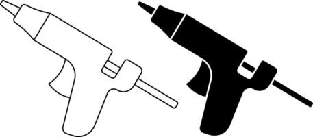 outline silhouette glue gun icon set vector