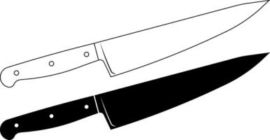outline silhouette European chef's knife icon set vector