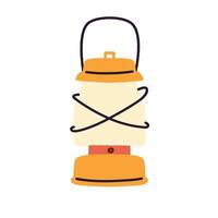 Camping lantern isolated on white background. Glass kerosene lamp. vector