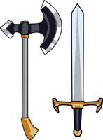 Axe and sword Pro collection item vector