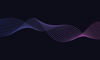 Dark abstract background with glowing wave. Shiny moving lines design element. Modern purple blue gradient flowing wave lines. Futuristic technology concept. illustration vector
