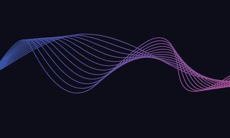 Dark abstract background with glowing wave. Shiny moving lines design element. Modern purple blue gradient flowing wave lines. Futuristic technology concept. illustration vector
