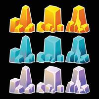 Stone set. Stone set for game interface. Stones with leaves. Game objects. vector
