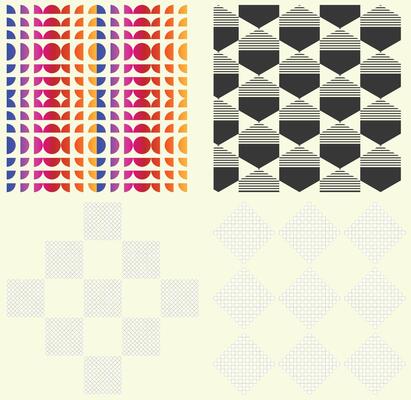 Collection of seamless geometric minimalistic patterns.