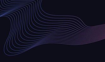 Dark abstract background with glowing wave. Shiny moving lines design element. Modern purple blue gradient flowing wave lines. Futuristic technology concept. illustration vector