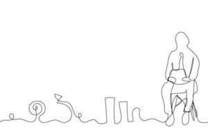 Sketch outline concept minimal business man in drawing continuous line art. male business concept success talent hand drawn with white ioslated background. Abstract,illustration. vector