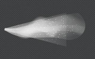 Water spray white smoke or fog dust and dots, mist of atomizer. Trigger Sprayer effect with spray or stream nozzles. Abstract dots clouds, blizzard. 3d elements illustration vector