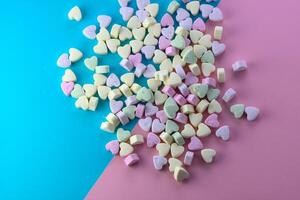 Close up of colorful heart shaped candies in filled frame format, Valentine's day concept 1 photo