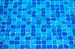 Round droplets of water over circles on pool water. Fresh water drop, whirl and splash.4 photo