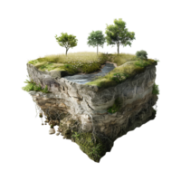 Land With Earth Crust or Layers and Tree on it on Transparent Background png