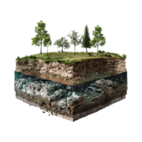 Land With Earth Crust or Layers and Tree on it on Transparent Background png