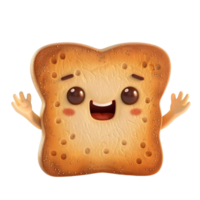 Cartoon Bread Character with Smiling Expression AI-Generative png