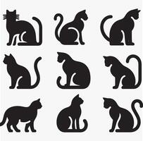 cat silhouette view side for retro logos, Isolated on a white background. vector