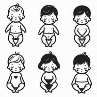 Set of different Baby silhouettes for design Adobe Illustrator Artwork vector