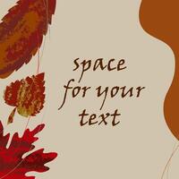 Colorful autumn background with abstract leaf texture, bright colored spots and lines. vector