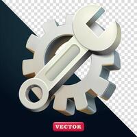 Gears and wrenches, 3d. Suitable for service and design elements vector