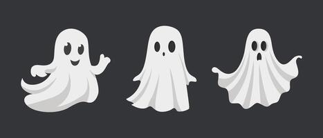 Set of illustration of a ghost floating with a friendly expression vector