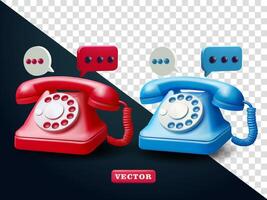 Telephone with chat bubbles, 3d. Suitable for business, call center and design elements vector