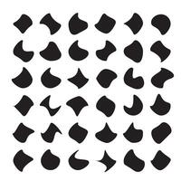 Random blob circles silhouette icon set. Blob shapes set. Black abstract spot on a white background. Organic abstract simple fluid stone silhouette elements. vector