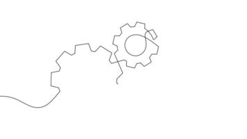 gears cogwheel continuous one line drawing minimalist mechanical engineering concept thin line animation video